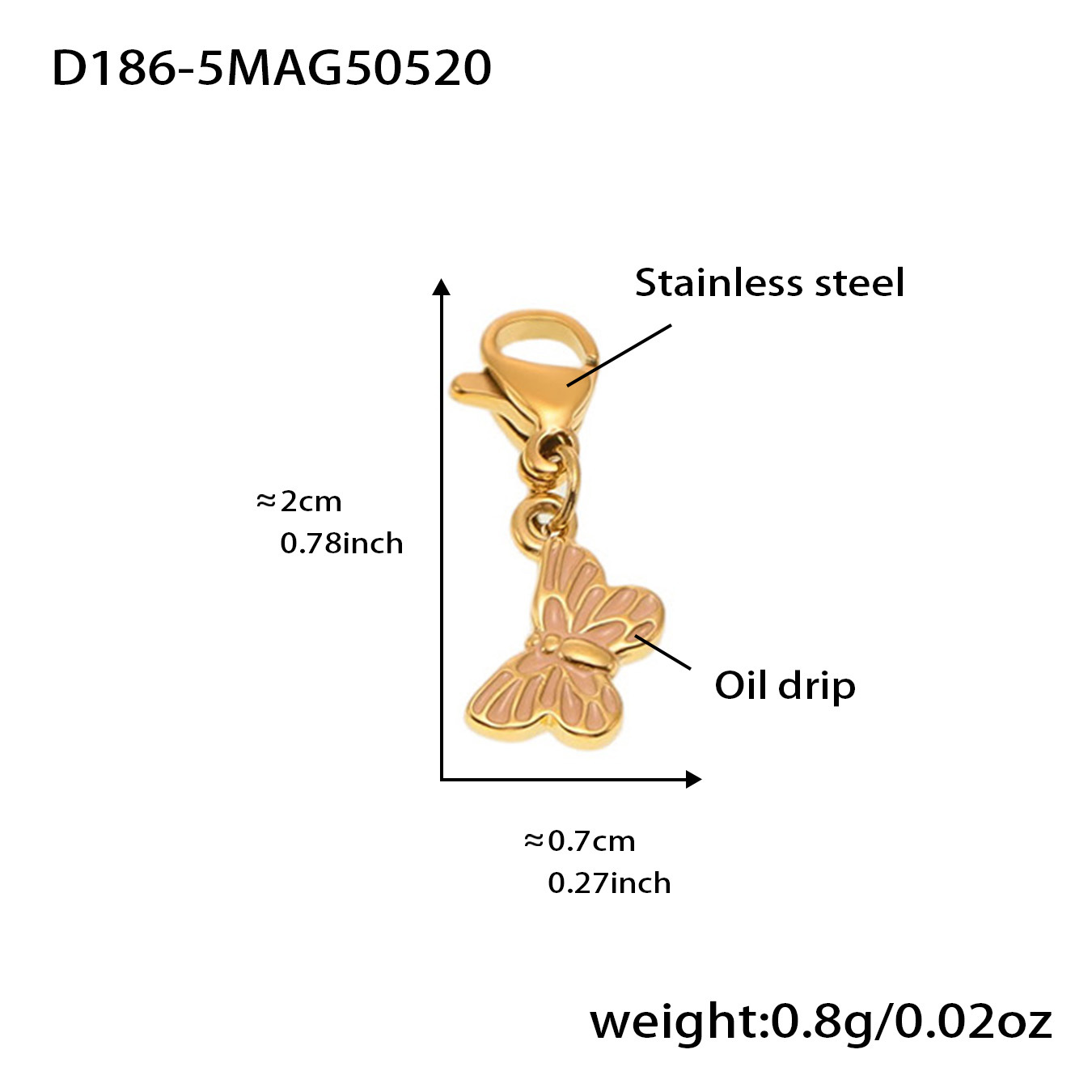 D186-5 황금 나비 에나멜 펜던트 2개