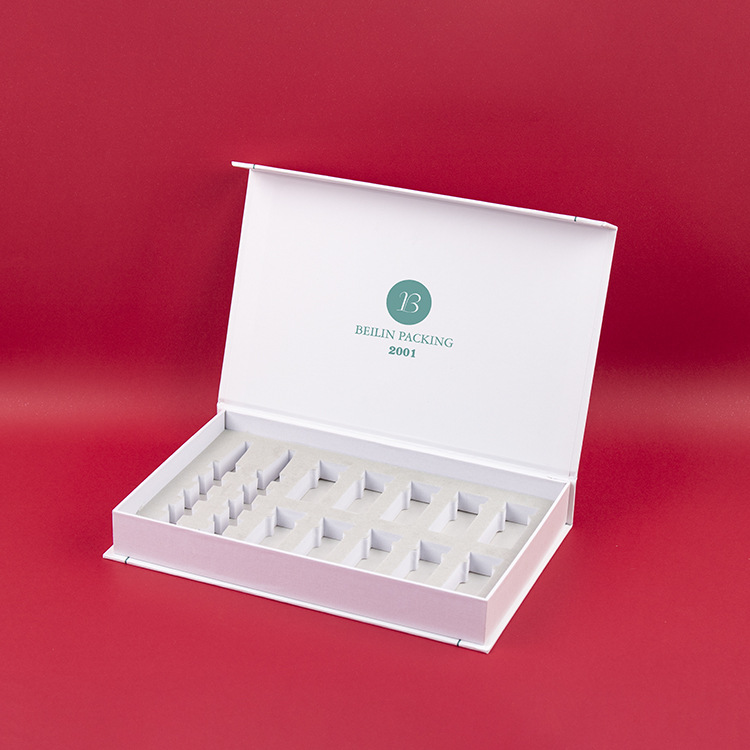 Caja de embalaje de ácido hialurónico en polvo liofilizado blanco productos para el cuidado de la salud cosméticos cartón duro polvo liofilizado aceite esencial caja de libro de regalo