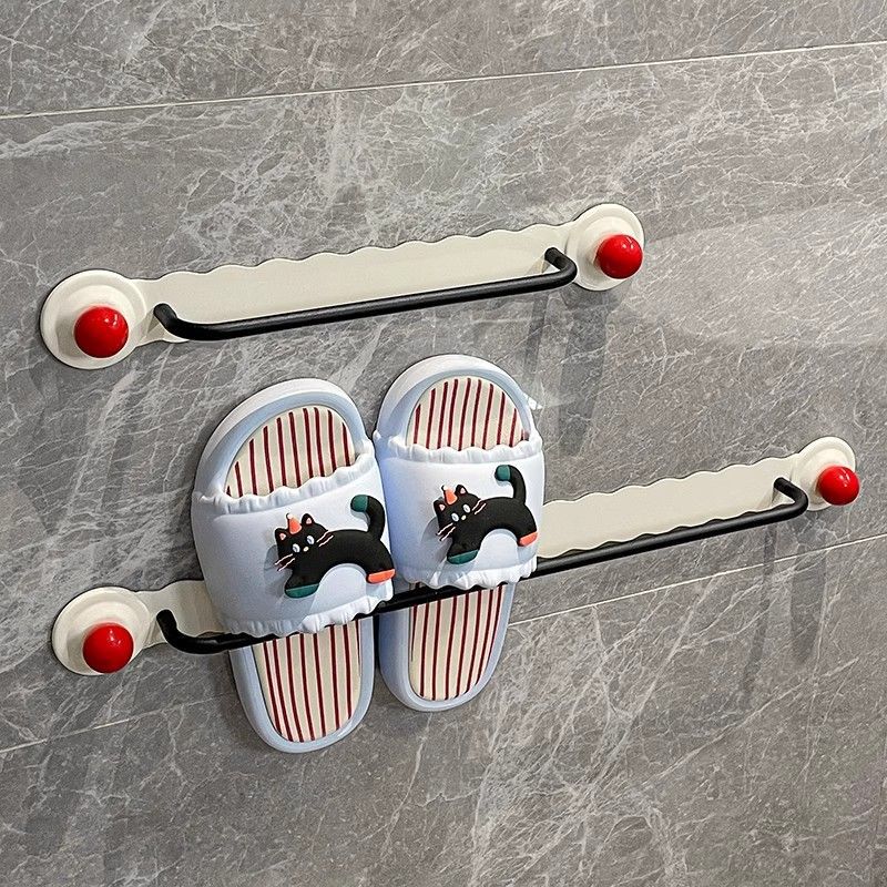 Bathroom Suction Cup Slipper Rack Bathroom Punch-Free Drain Rack Toilet Door Rear Wall Hanging Shoe Storage Rack