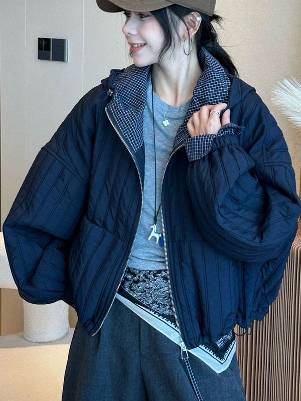 韩版时尚百搭宽松显瘦连帽长袖棉服外套女休闲上衣潮2025冬季新款|undefined