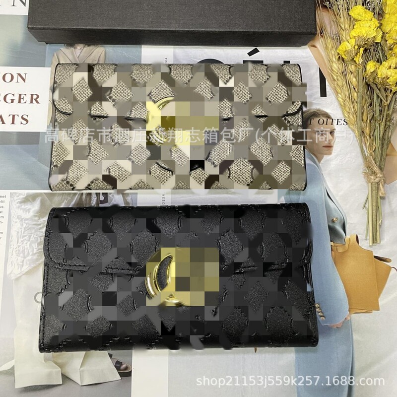 Classic Versatile Fashion Gg Series Long Wallet 70% off with Multiple Card Slots, Embossed Print Clutch Bag