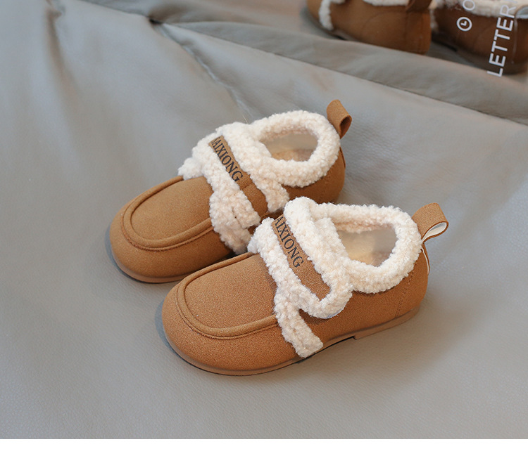 Scarpe per bambini in cotone 2024 in pelle scamosciata con suola morbida per ragazzi e ragazze, scarpe calde versatili per bambini in lana d'agnello_voghion.com