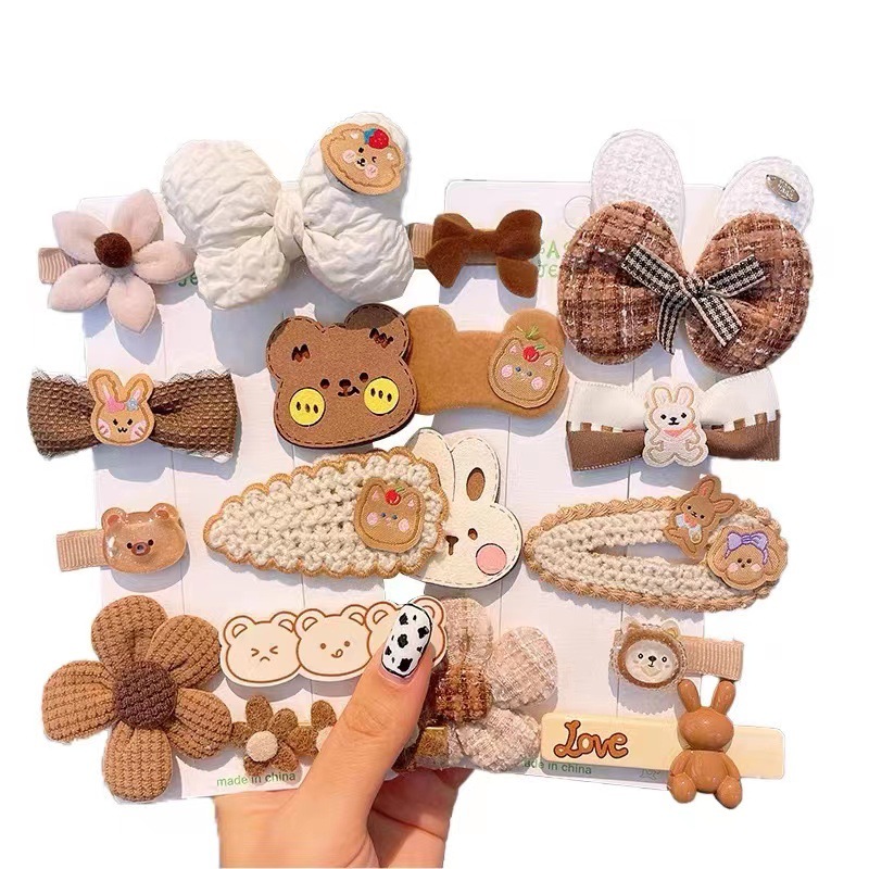 Otoño e invierno accesorios para el cabello 2023 nuevos niños leche marrón felpa horquilla lindo Liuhai clip lado clip horquilla tocado pelo