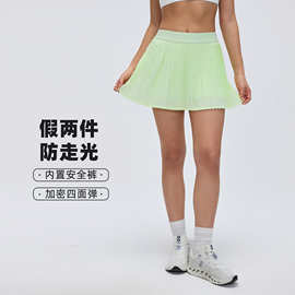 高腰运动短裙女户外健身网球裙带内衬防走光瑜伽短裙百褶裙D25008