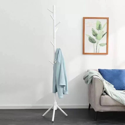 Floor-standing Beechwood Simple Coat Rack Home Living Room Wooden Coat Rack Nordic Style Portable Solid Wood Clothes Rack 