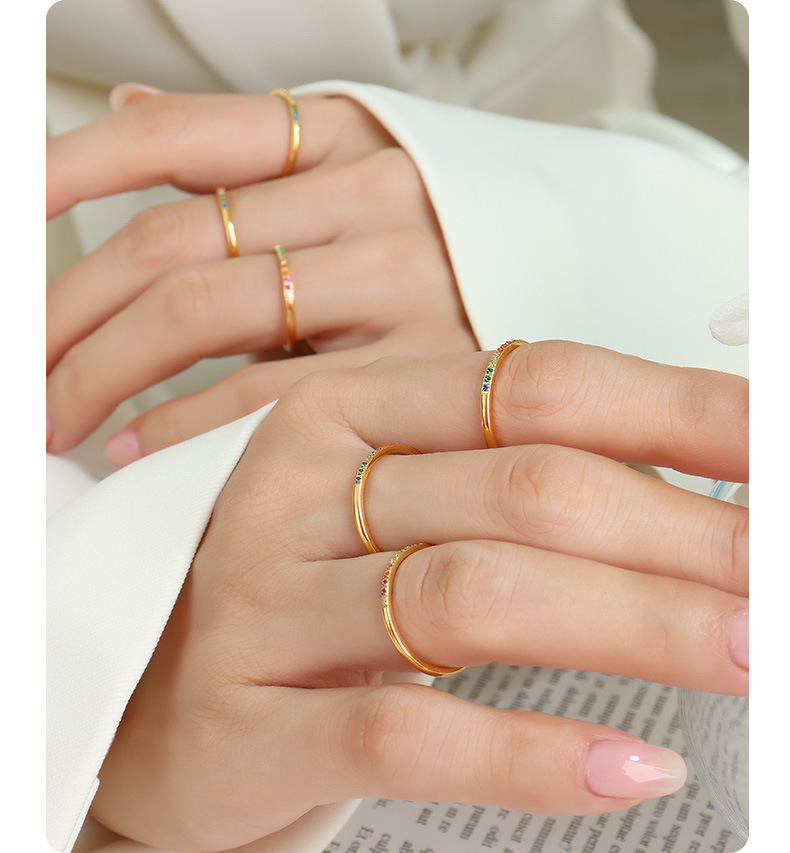 Rings Classification 6, 7, 8 Ring Size PVD Coated Real Gold Plated Geometric Titanium Steel Fashion Waterproof Non Tarnish Rings