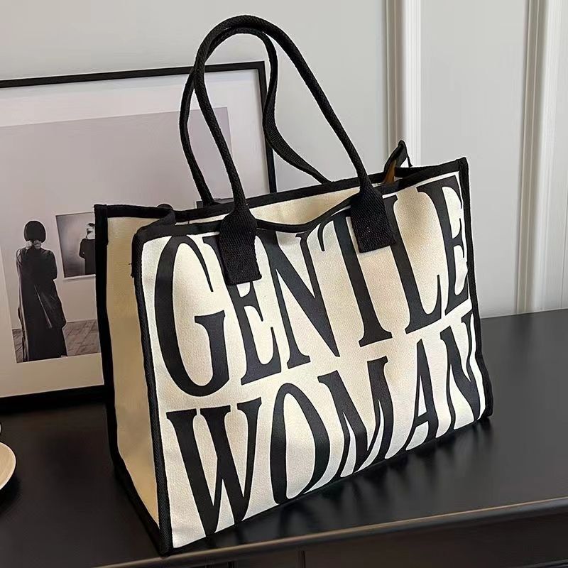 Women's Bag Large Capacity 2024 Fashion Canvas Bag New All-match Large Capacity Commuter Tote College Student Class Bag Women's Bag Large Capacity 2024 Fashion Canvas Bag New All-match Large Capacity Commuter Tote College Student Class Bag