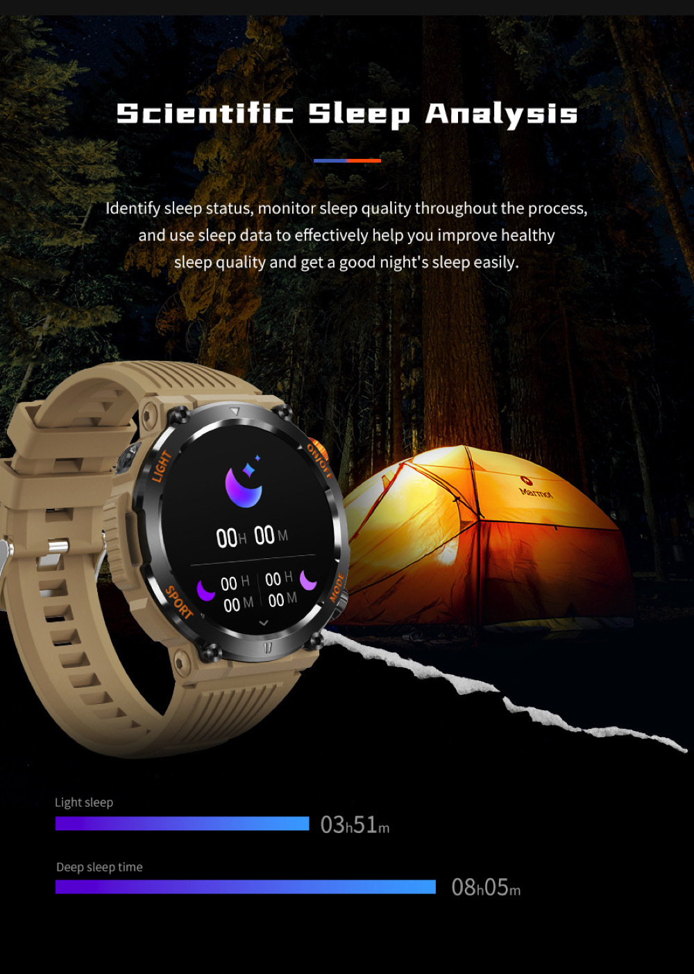 HT17 Smart Watch Herren Kompass LED Beleuchtung Outdoor Sport_voghion.com
