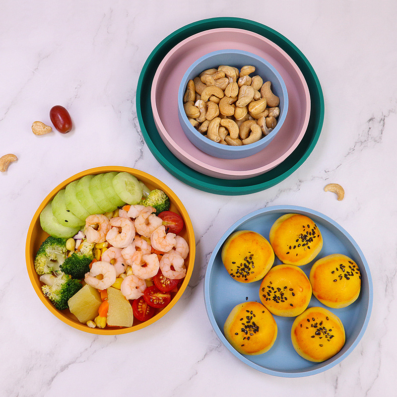 Silicona creativa placa occidental color placa plana ensalada placa microondas horno desayuno placa para hornear placa traje