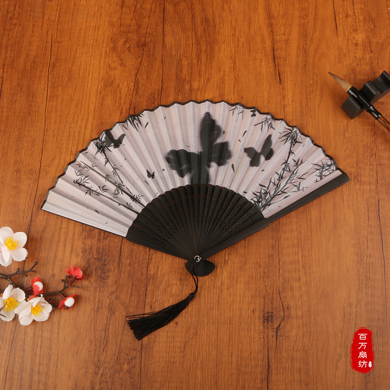 高級緑竹扇子古風中国風ダンス扇子女性プレゼント漢服チャイナドレス夏折り畳み扇子|undefined