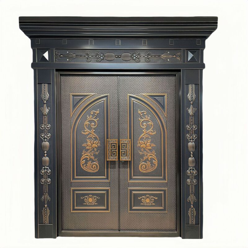Finely Carved Cast Aluminum Door with Luxury Door Head Door Post 8mm Aluminum Plate Embossed Anti-Theft Door Entry Door House Door