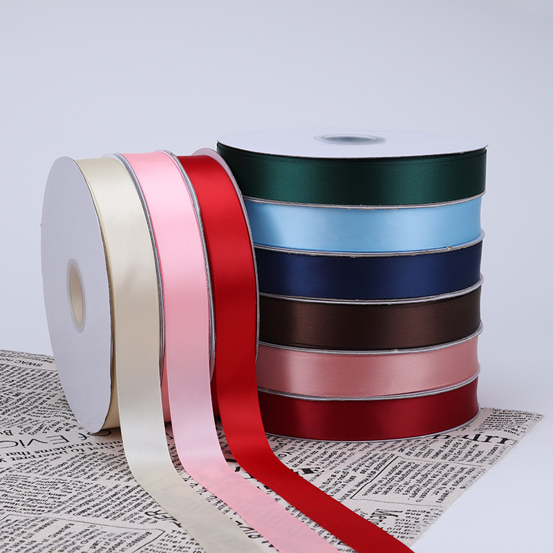 2,5 cm de doble cara cinta de poliéster arco DIY tejido cinta de seda ramo fresco fruta caja de regalo accesorios de ropa embalaje