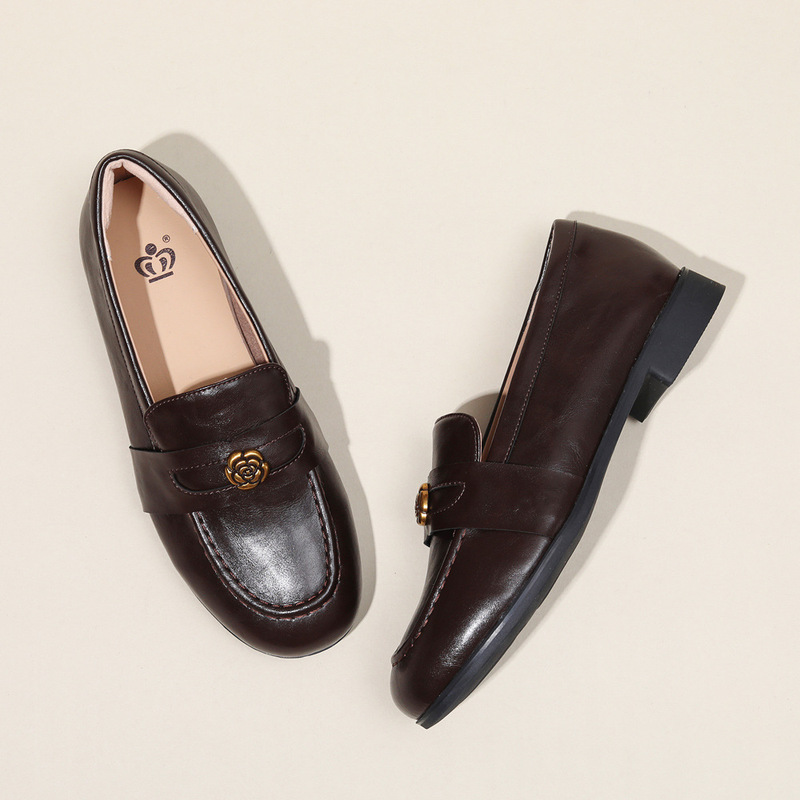 Sheepskin soft-surface commuter women's shoes, British style retro spring and autumn new women's loafers with soft soles, versatile and available for wholesale Sheepskin soft-surface commuter women's shoes, British style retro spring and autumn new women's loafers with soft soles, versatile and available for wholesale