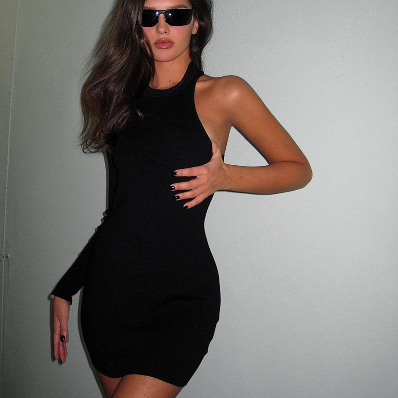 Fashion Solid Color Round Neck Long Sleeve Patchwork Spandex Polyester Above Knee A-Line Skirt