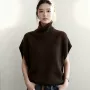宽松高领无袖针织坎肩