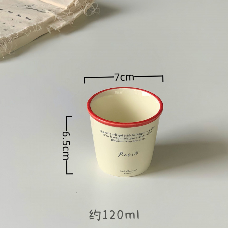 Taza de cerámica de letras mano alto barril ins taza de papel coreana retro modelado taza de café de oficina en el hogar