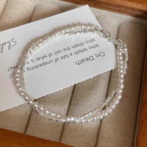 Korean version of niche heavy industry pearl broken silver beaded bracelet for women light luxury niche exquisite and versatile gift for besties trendy hand jewelry