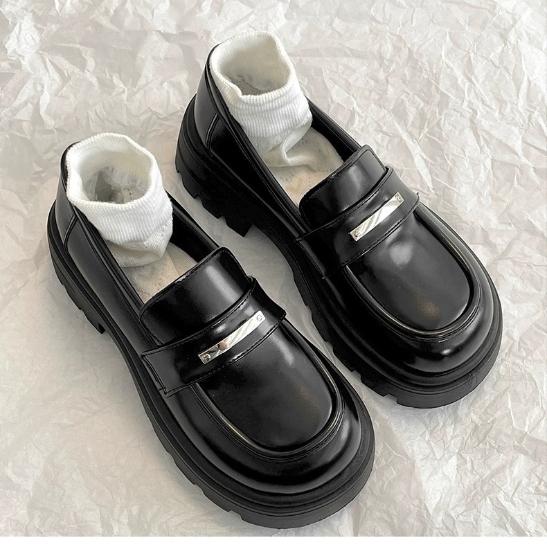 Autumn universal retro shoes English style platform