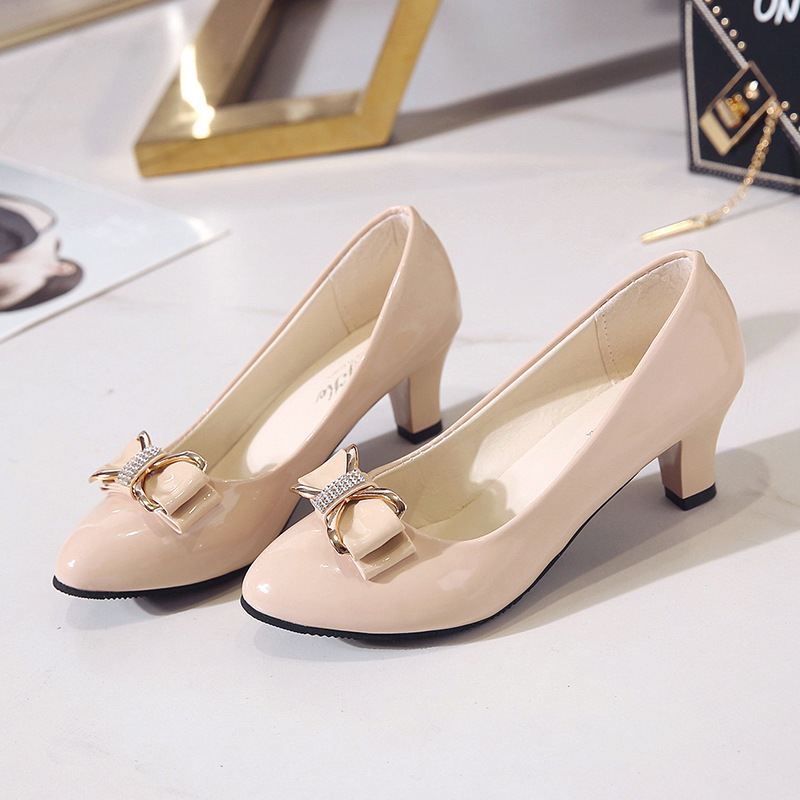 Damenschuhe mit runder Spitze und niedrigem Absatz, flache Schuhe mit Schleife, Klöppelschuhe, Arbeitsschuhe für Damen_voghion.com