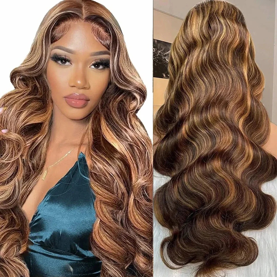 12A 13*4 Frontal Body Wave Wig 180%Density P4/27 Human Hair