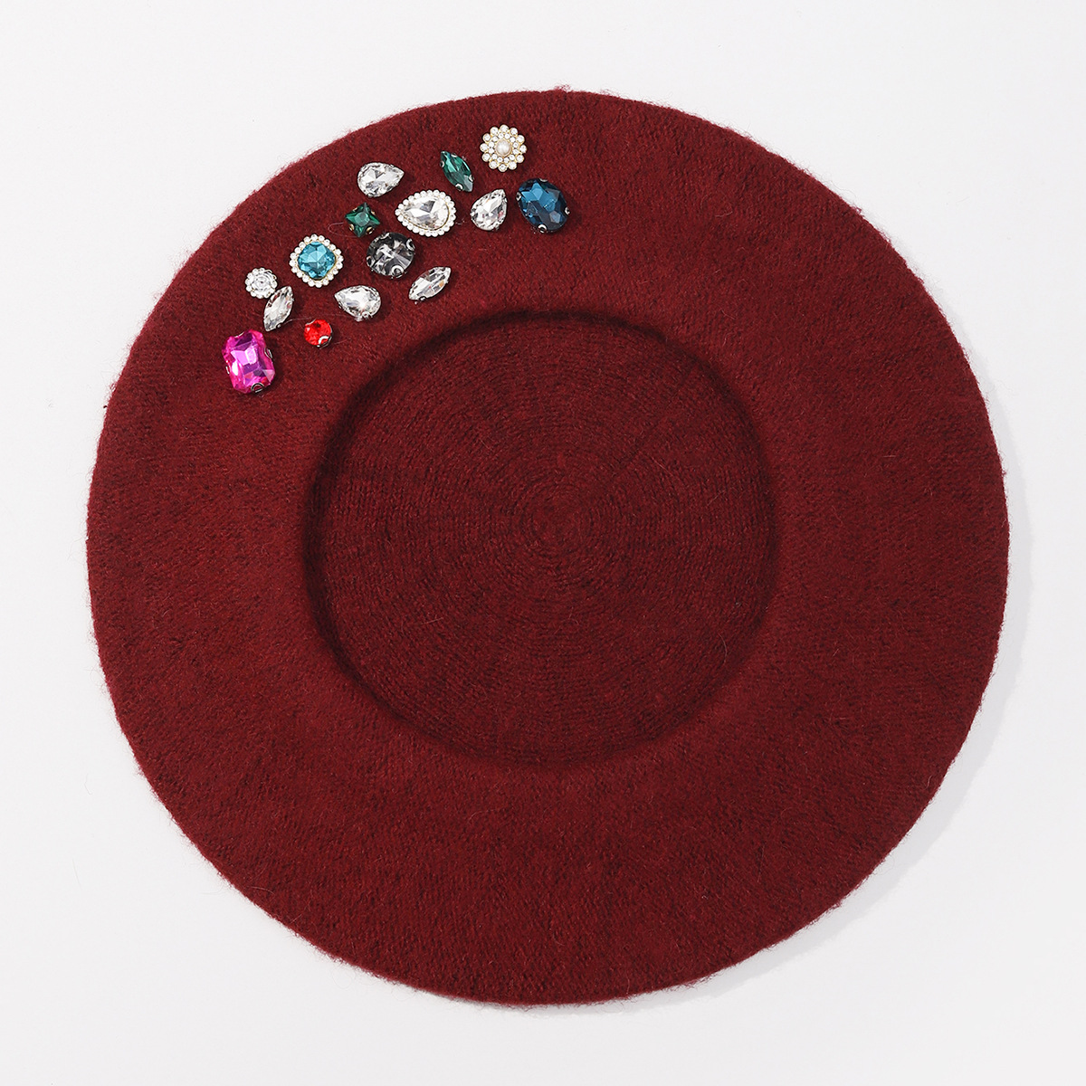 Unisex Neue Herbst- und Wintermütze aus Wolle für Malerinnen, koreanische Version des vielseitigen Hutes mit Strass-Baskenmütze, modischer achteckiger Hut, trendiger Hut_voghion.com