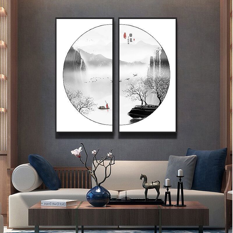 New Chinese Style Decorative Painting, Entrance Hall, Tea Room Hanging Painting, Study Room, Restaurant, Landscape Painting, Living Room Sofa Mural