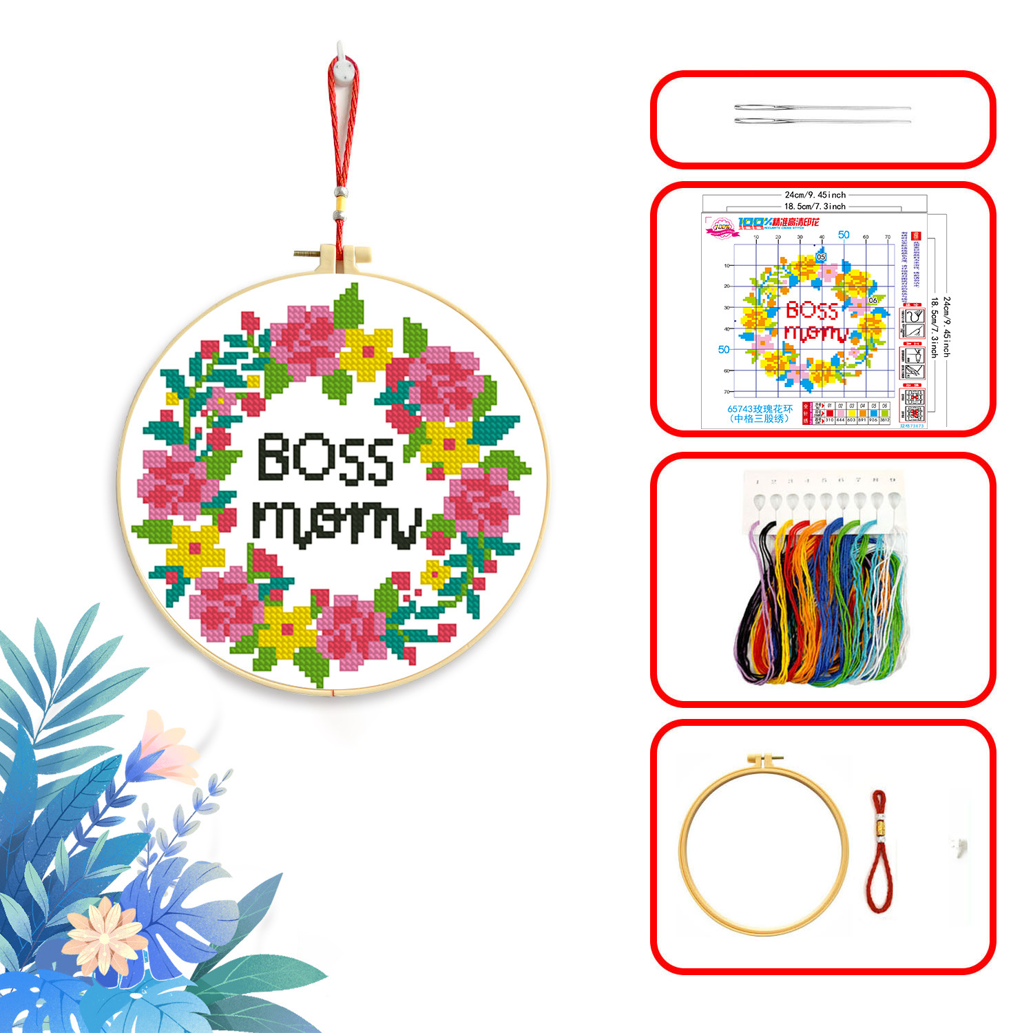 Mona Lisa real bordado cruzado animal con flores lindos pequeños bordados cruzados minimalistas auto bordado novato