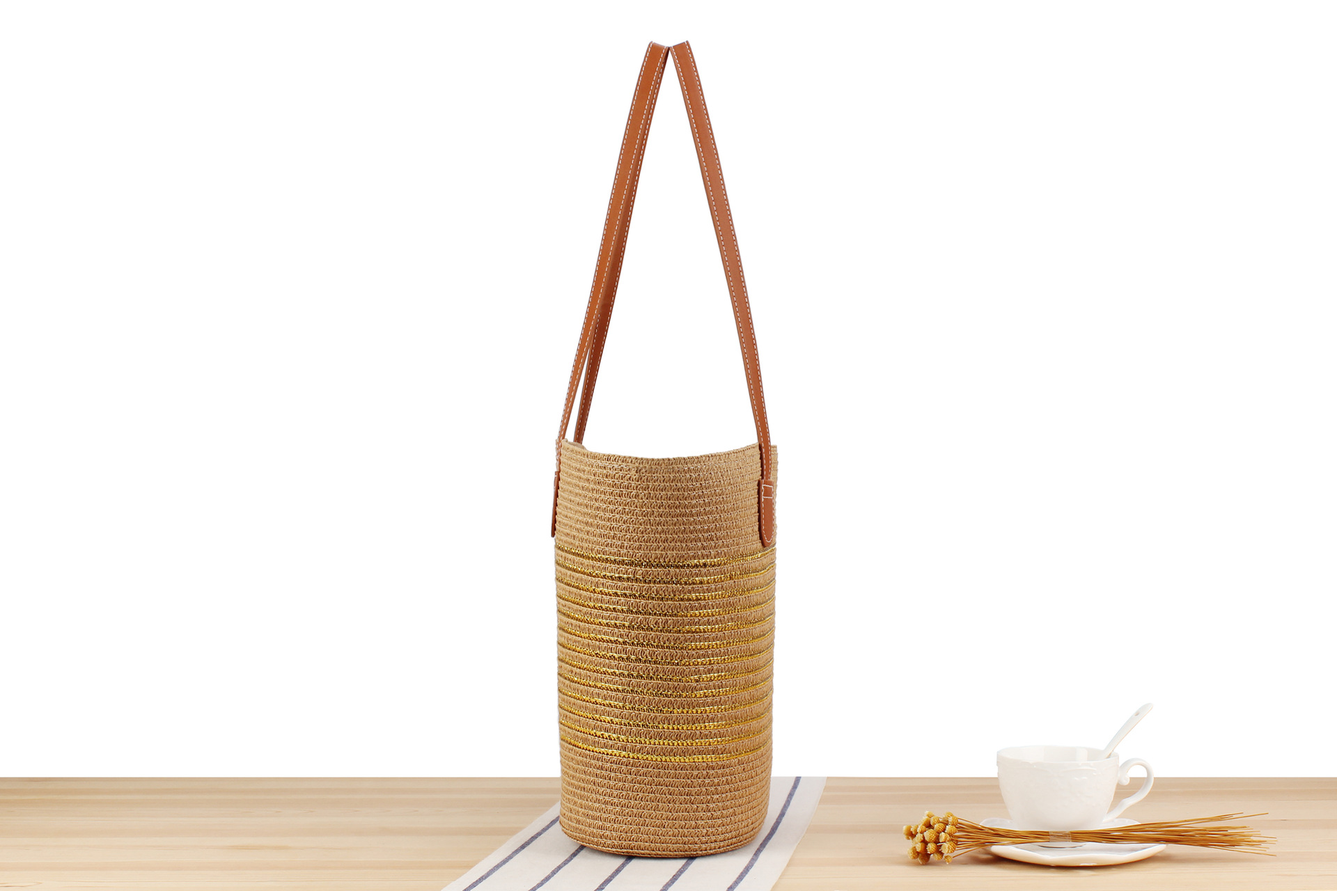 1020g Weight Polyester Cotton Lining Material Weave Fashion Element Zipper Closure Type Double Shoulder Straps Strap Type Straw Bag Bags Type Casual, Travel Occasion Solid Color Pattern Spring&Summer Season Women's Gender Vacation, Beach Style Bucket Shape Large Size Women's Vacation Beach Solid Color Paper Shopping Bags 9