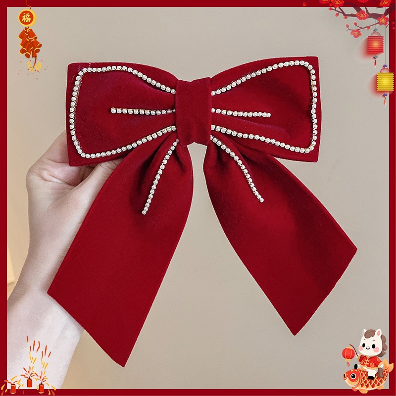 Horquillas Tradicionales Chinas para Niñas de Aleación y Terciopelo para Año Nuevo Chino