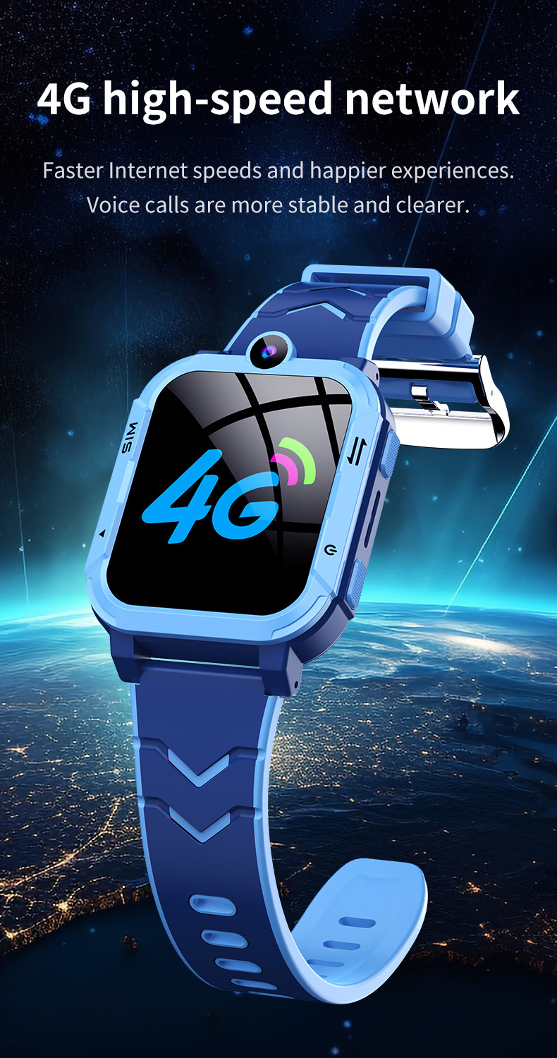 Cross-border foreign language Y76 children's phone smartwatch, 4G video call, photo, waterproof, foreign language and multiple languages details Picture