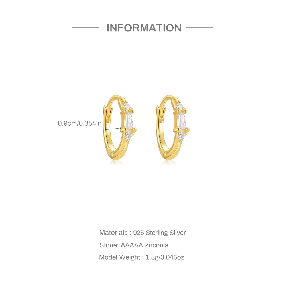 4g Weight 925 Sterling Silver Ear Needle Material Zircon Inlay Material Earrings Classification 1 Pair Quantity Holiday, Daily Occasion 925 Sterling Silver Material Geometric Pattern Women's Gender Inlay Design Simple Style, Shiny Style 1 Pair 925 Sterling Silver Zircon Geometric Earrings 5