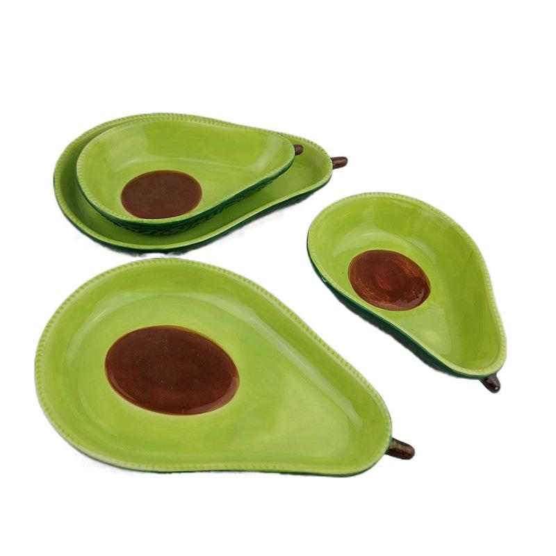Platos y platos de aguacate Juego de vajilla de cerámica creativa Platos de ensalada de frutas de dibujos animados lindos Platos de bocadillos caseros image 3