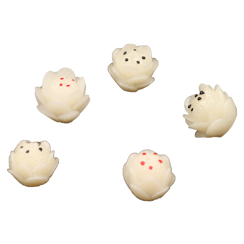 Imitation White Jade Bodhi five-layer Lotus resin carving diy jewelry pendant accessories factory direct batch White Bodhi root Lotus