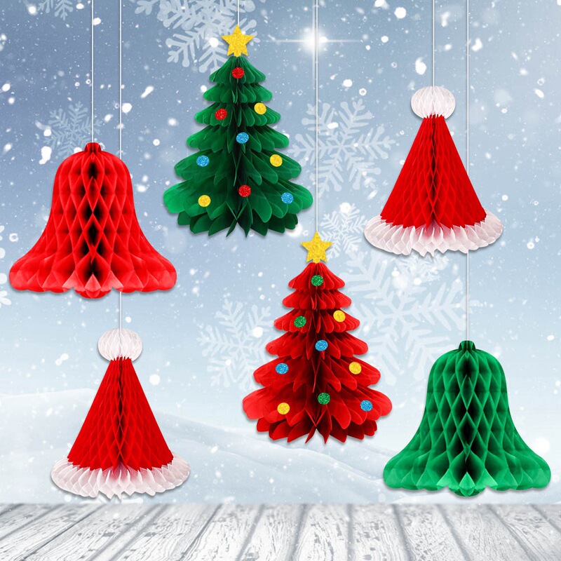 Cross-Border Christmas Party Decoration Stereo Honeycomb Pendant Winter New Year Decoration Christmas Tree Honeycomb Ball Pendant