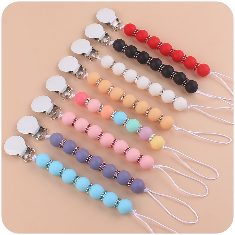 Nuevos suministros para bebés chupete cadena creativa DIY colorido agua ladrillo intermitente chupete cadena anti-caída