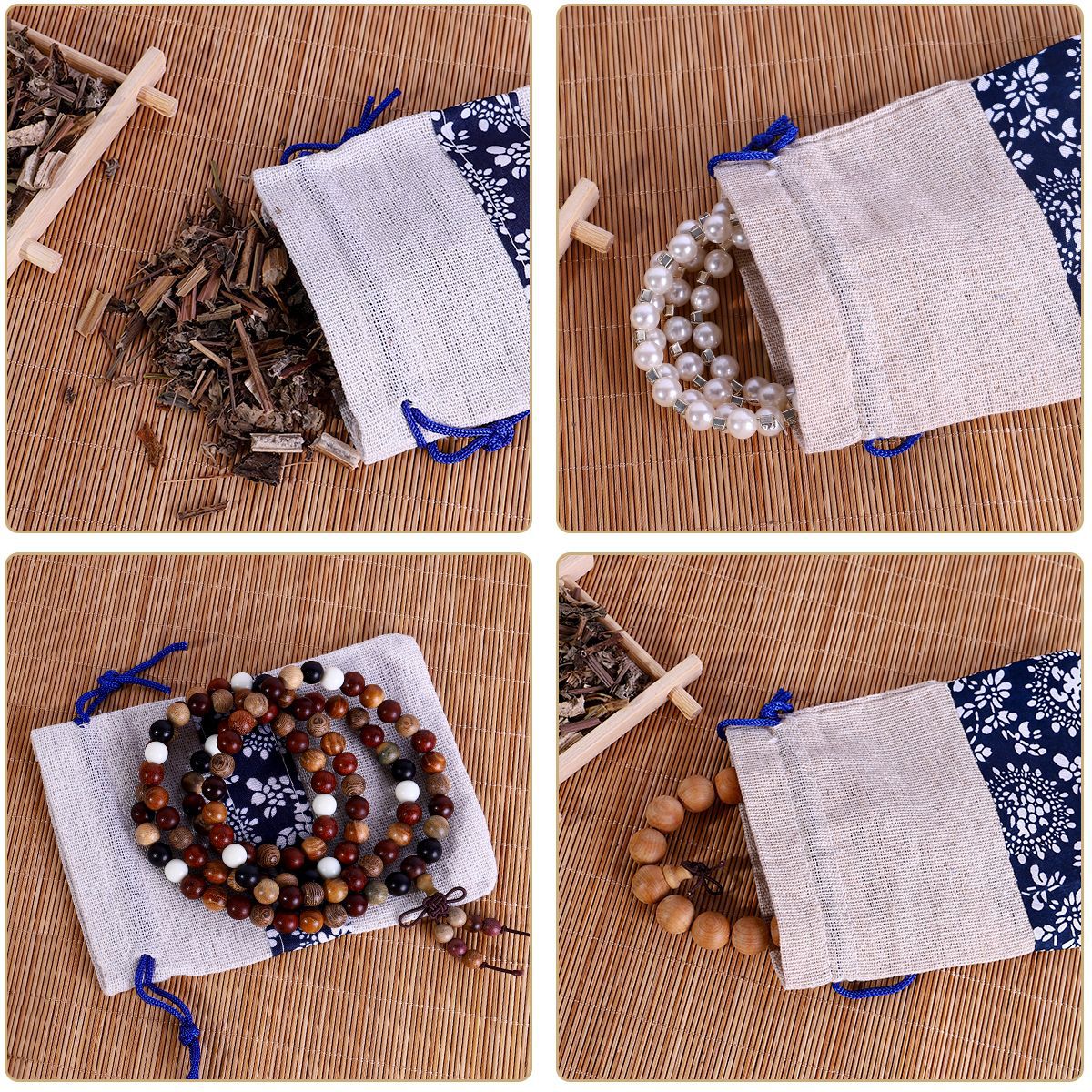 Bolsa de algodón con cordón estilo chino Wenwan joyería bolsa de embalaje tradicional medicina china repelente de mosquitos bolsa de algodón con cordón bolsa al por mayor