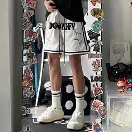 2025夏季新款美式篮球运动短裤男欧美高街hiphop网格透气五分短裤