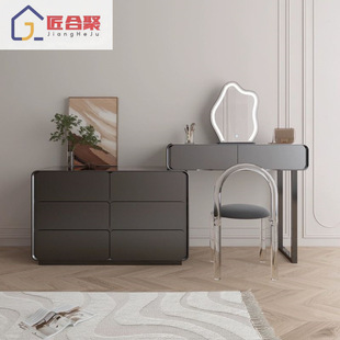 Cream Style Solid Wood Slate Dressing Table Bedroom Home Simple Bedside Storage Dressing Table Cupboard Two-In-One Dressing Table