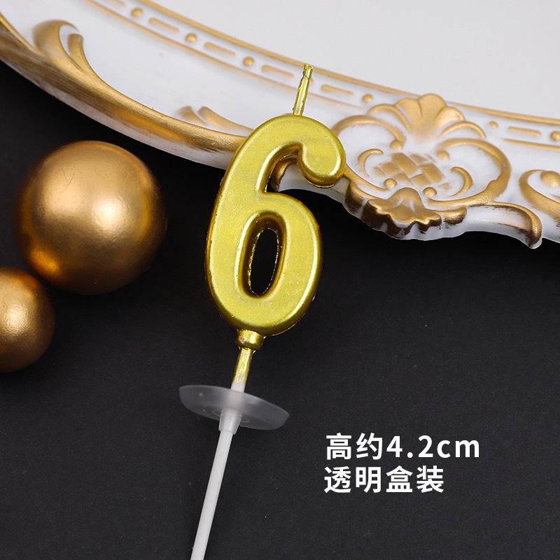 Vela de cumpleaños digital dorada, decoración de pasteles de cumpleaños para niños, decoración de postres de fiesta de celebridades de Internet, complemento de mesa
