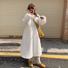 大码韩国东大门长款菱格棉服女冬季网红原创新款棉袄超好看外套潮