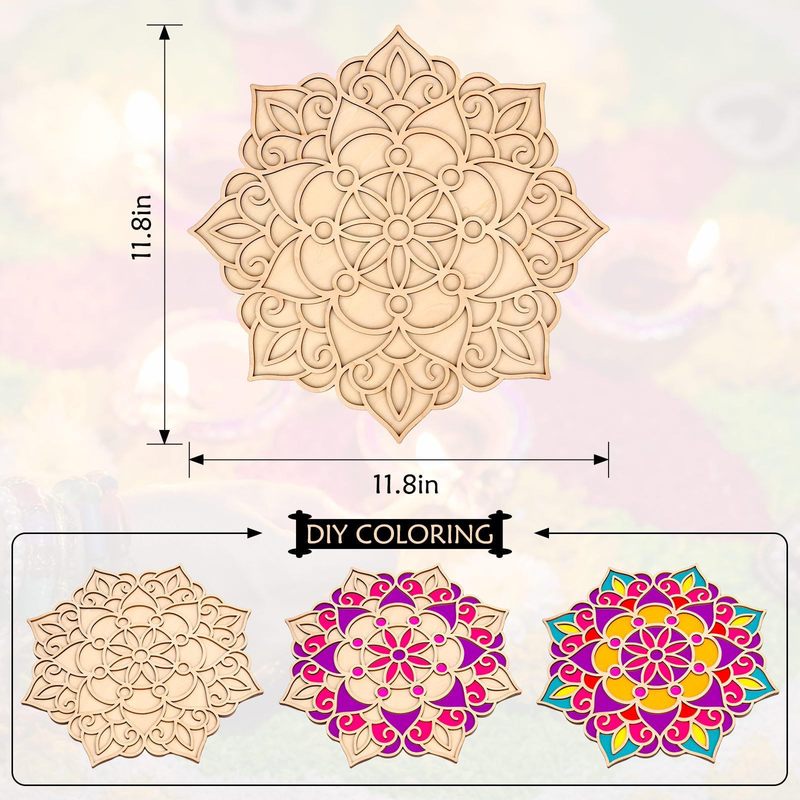 木製 DIY 二層木彫り花工芸品インドのホリデー木製壁装飾吊り下げのための国境を越えた特別な供給|undefined