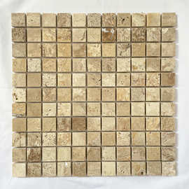 米黄洞石天然大理石石材马赛克瓷砖仿古背景墙浴室卫生间玄关地面