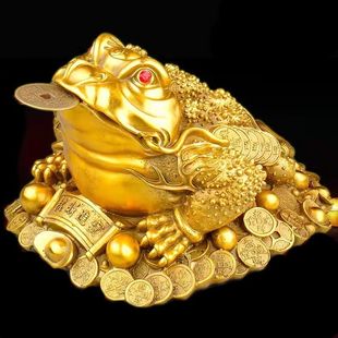Three-Legged Golden Toad Ornament for Collection, Handmade Toad 631, Three-Legged Toad with Free Shipping, Imitation Bronze Color Golden Toad