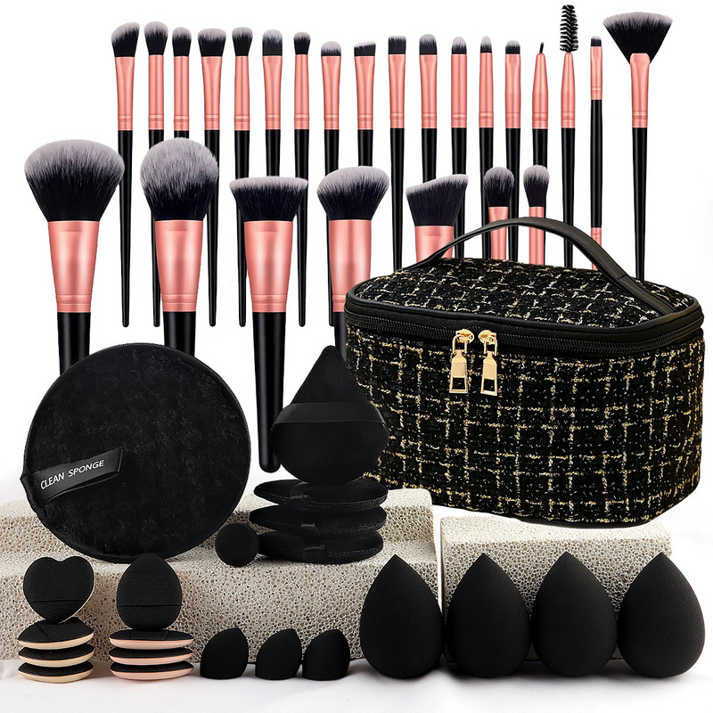 47-piece set of beauty tools combination xiangfeng cosmetic bag cosmetic brush suit portable wash travel puff makeup
