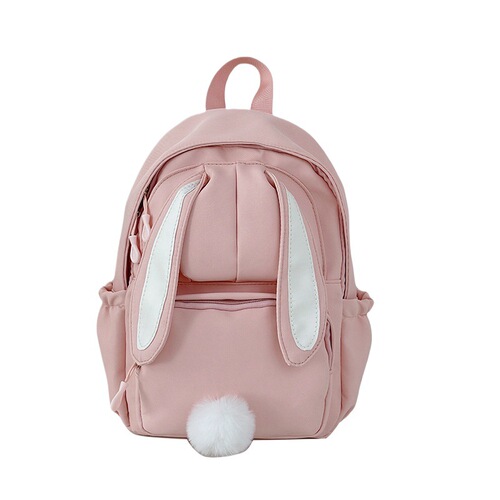 Korean Sweet School Bag for Girls, Junior High Students, Cute Rabbit Ears Dual Shoulder Bag, Lightweight, Suitable for High School Students and Outings, Small Backpack
