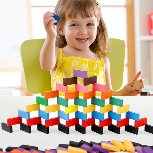 120片多米诺骨牌儿童开发益智力玩具动脑成人比赛小学生大号积木