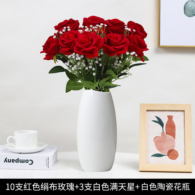 Rosas flores de imitación nuevo ramo de flores de plástico flor ornamentos decoración flor de boda ramo de flores falsas