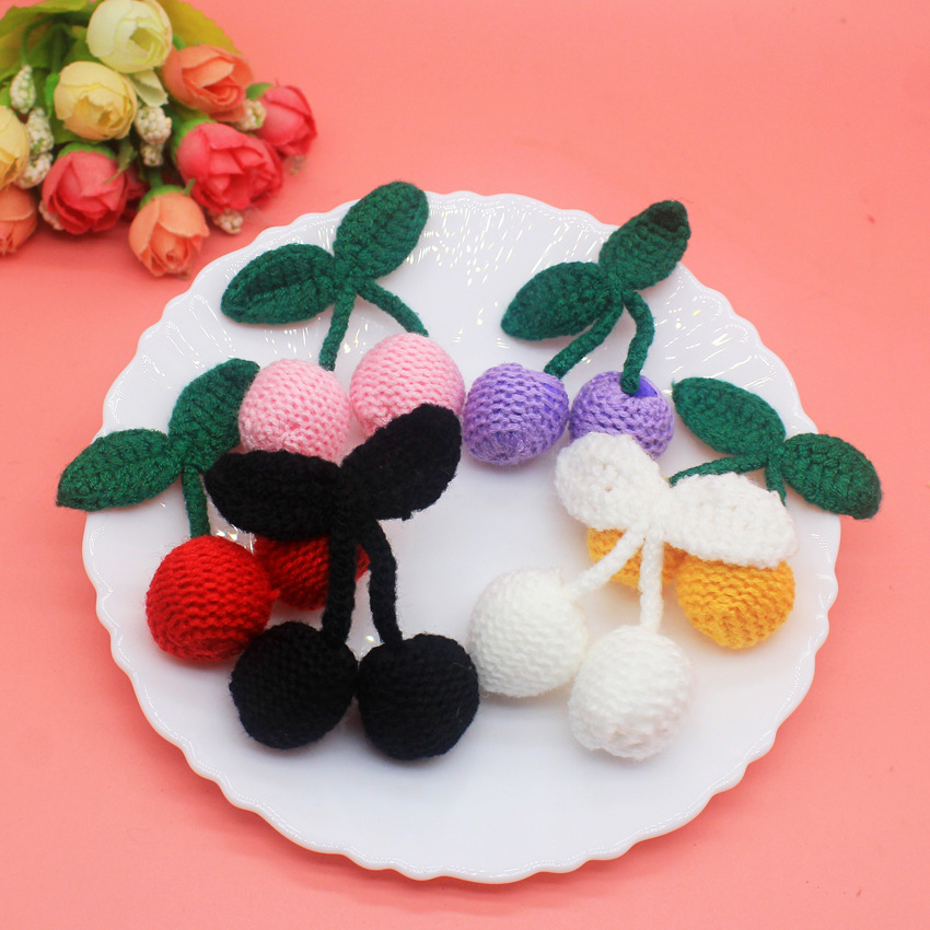 Accesorios de joyería de bricolaje Japón y Corea del Sur nuevo hilo de lana 2.5 cerezas lindas cerezas pendientes de hoja verde pendientes accesorios colgantes