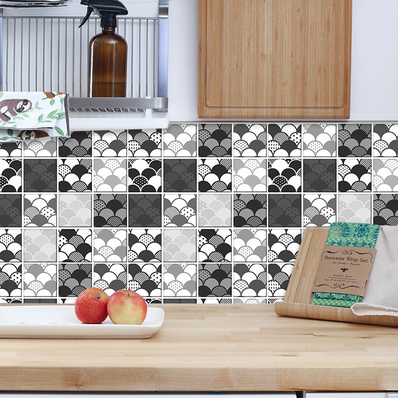 Fashion Black Gray Lattice Tile Wall Floor Decoration Stickers display picture 3