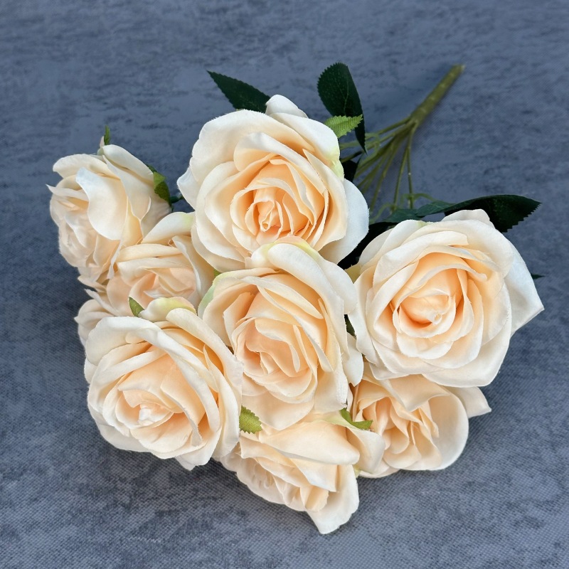 Simulación de 9 grandes ramos de rosas boda decoración del hogar decoración flor de seda transfronteriza hecha a mano adornos de flores falsas al por mayor